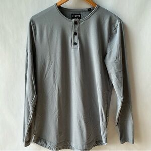 CUTS Clothing Grey Long Sleeve Henley Curve-Hem Tee Men’s Medium